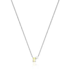 COLAR COM PINGENTE DE CRISTAIS OVAIS PRATA RODINADA