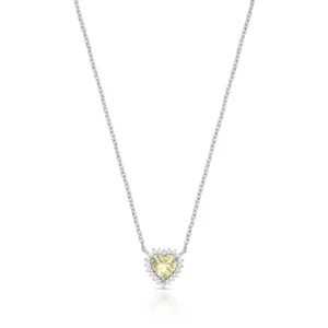 COLAR COM CORAÇÃO CRISTAL E ZIRCÔNIAS PRATA RODINADA