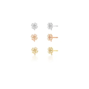 TRIO DE BRINCOS COM TREVOS EM ZIRCÔNIAS