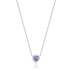 COLAR COM CORAÇÃO CRISTAL E ZIRCÔNIAS PRATA RODINADA