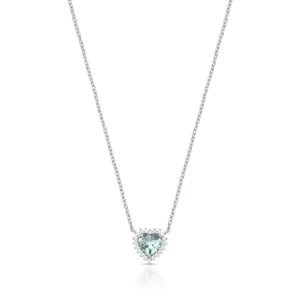 COLAR COM CORAÇÃO CRISTAL E ZIRCÔNIAS PRATA RODINADA