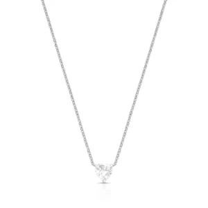 COLAR COM PINGENTE DE CORAÇÃO PONTO DE LUZ PRATA RODINADA